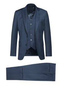 Costume 3 pièces ajusté en laine - Saphir