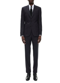 Costume en toile de laine à rayures - Bleu marine