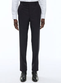 Costume en toile de laine à rayures - Bleu marine