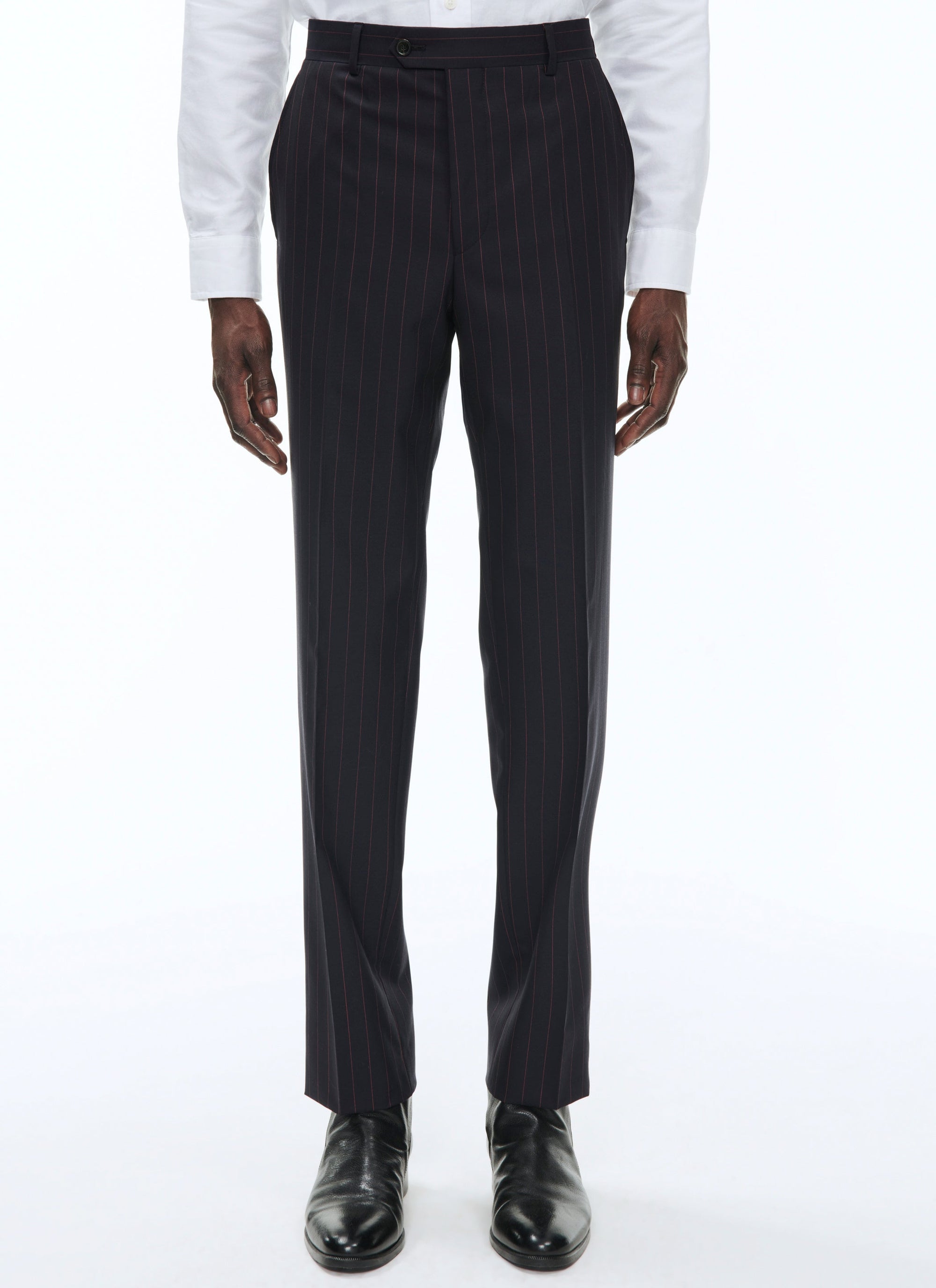 Costume en toile de laine à rayures - Bleu marine