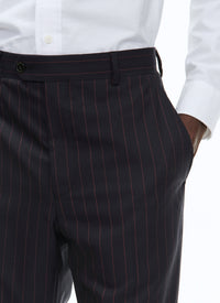 Costume en toile de laine à rayures - Bleu marine