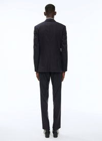 Costume en toile de laine à rayures - Bleu marine