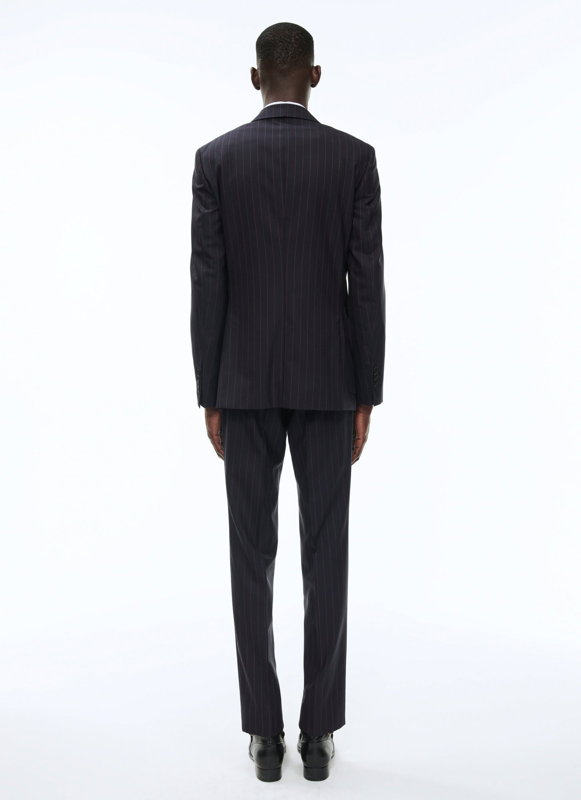 Costume en toile de laine à rayures - Bleu marine