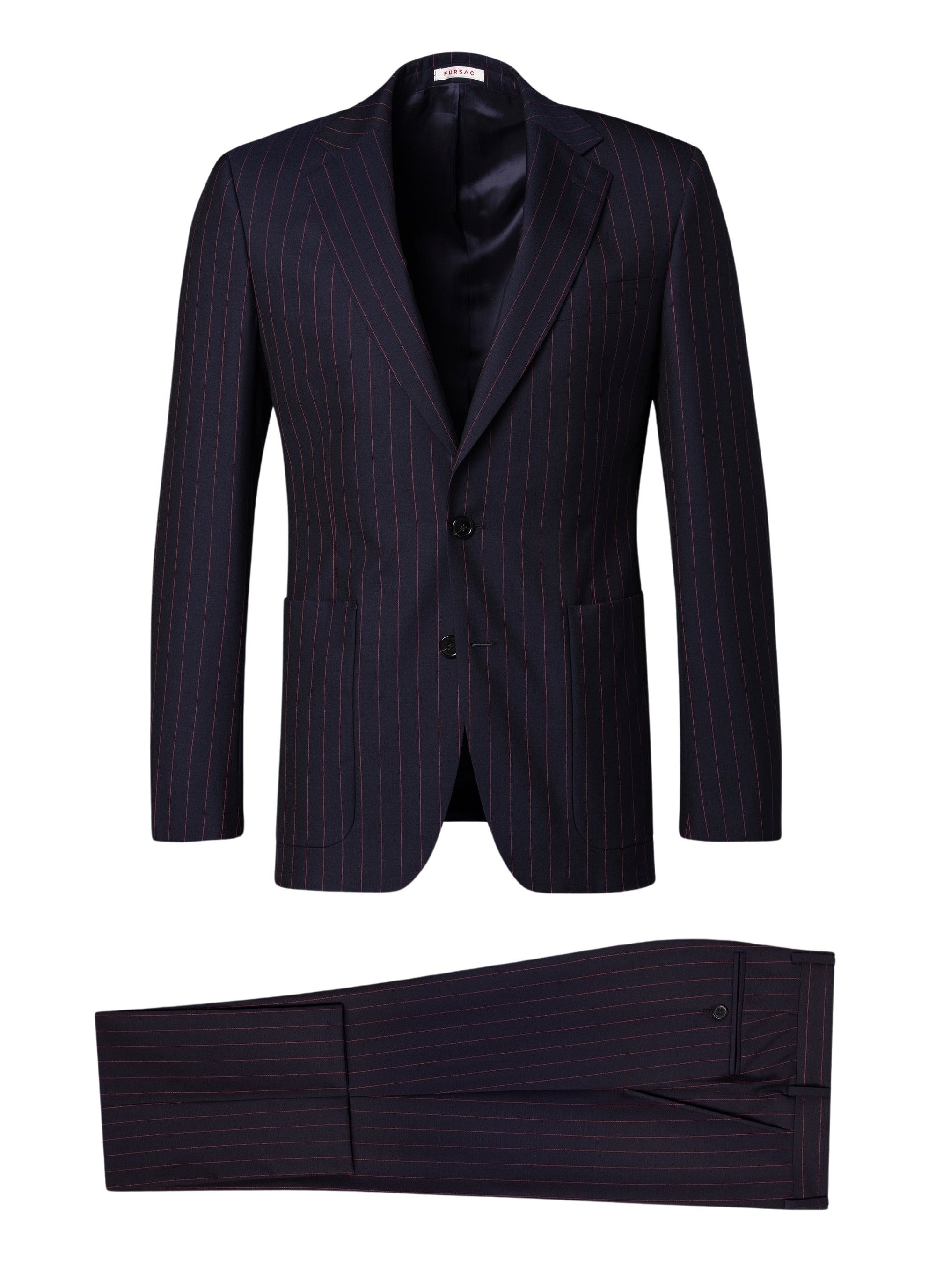 Costume en toile de laine à rayures - Bleu marine