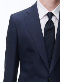 Costume ajusté et boutonné en laine et soie - Petrole