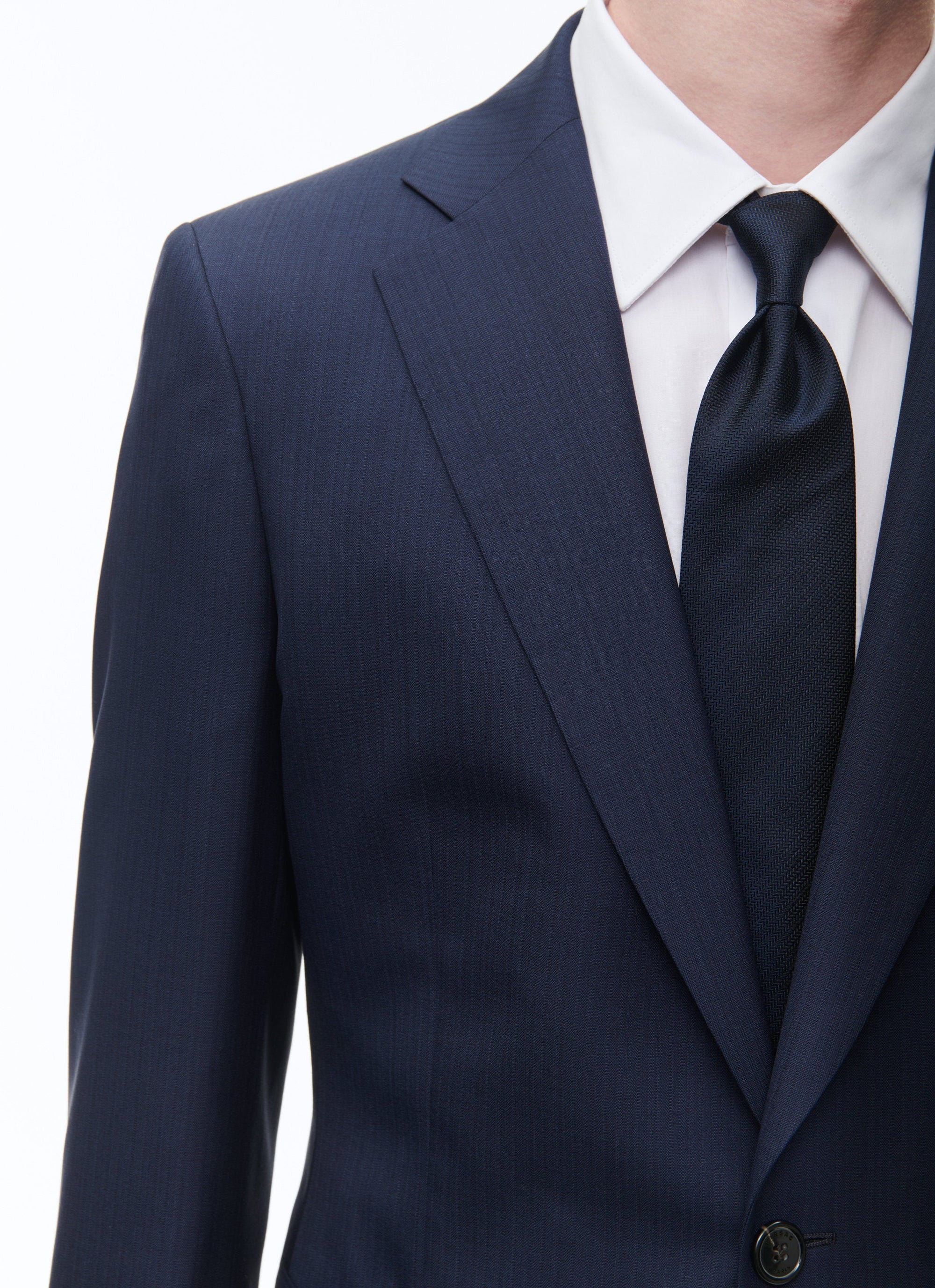 Costume ajusté et boutonné en laine et soie - Petrole