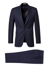 Costume ajusté et boutonné en laine et soie - Petrole