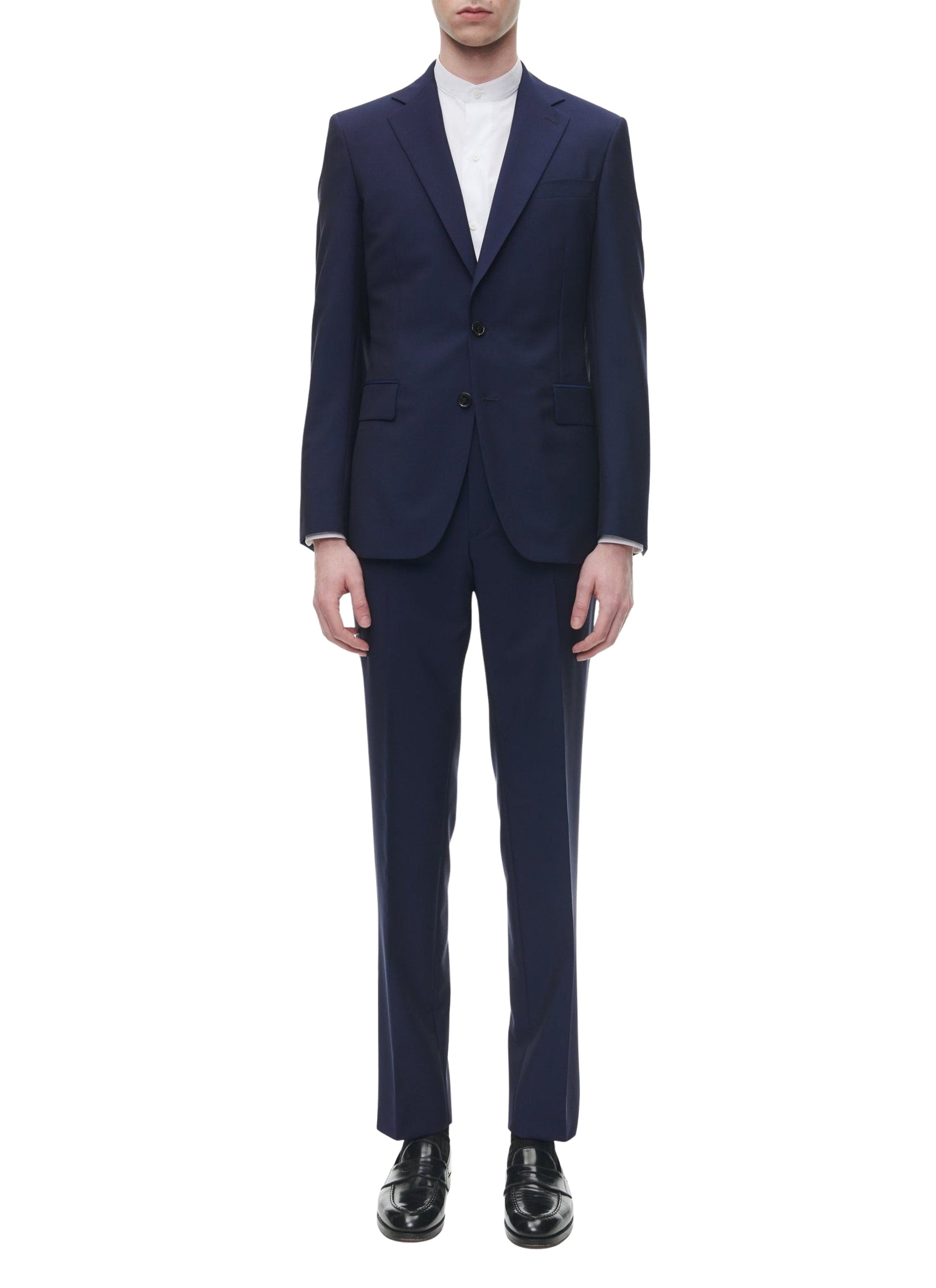 Costume ajusté et boutonné en laine - Indigo