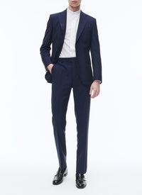 Costume ajusté et boutonné en laine - Indigo