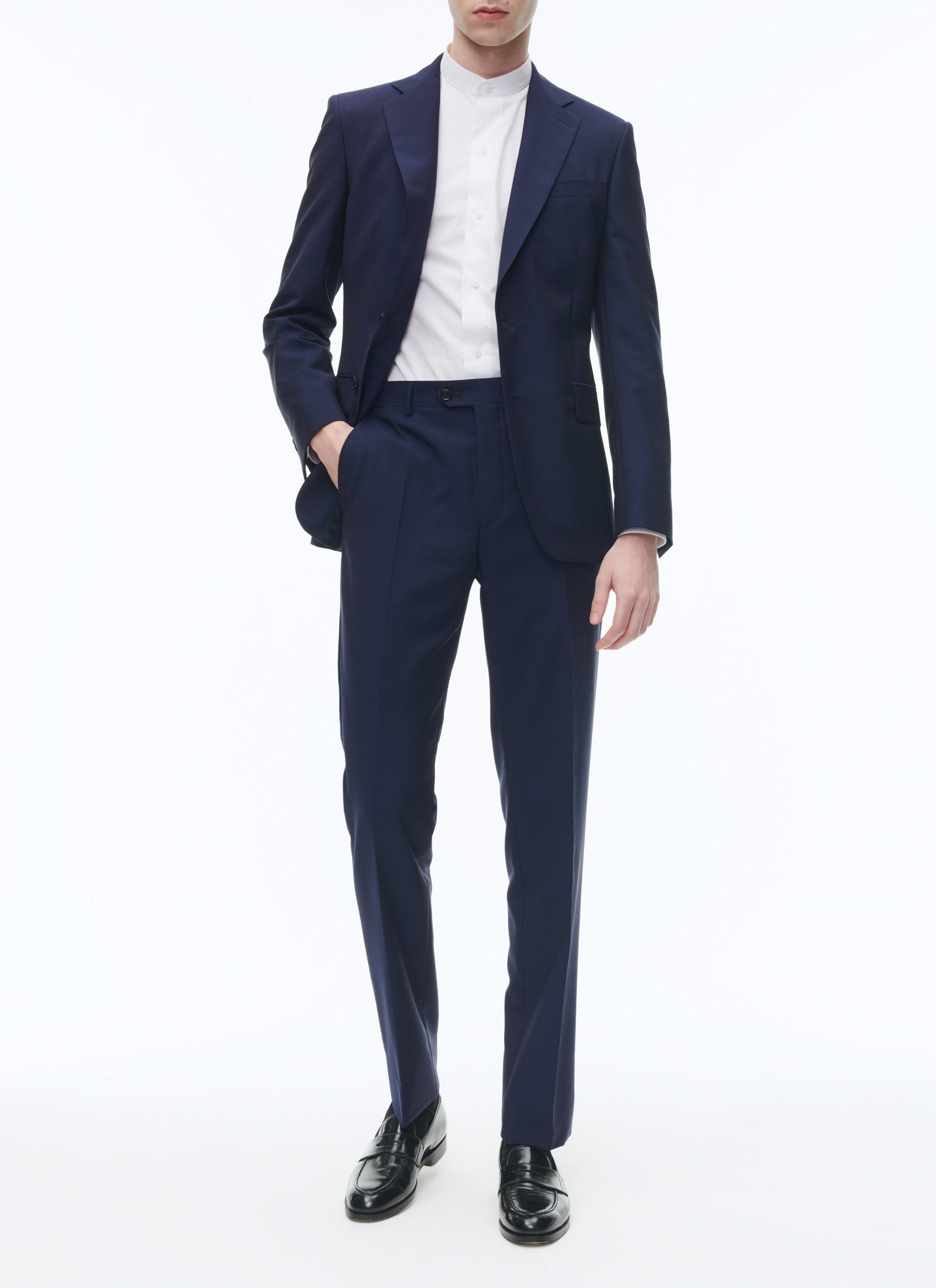 Costume ajusté et boutonné en laine - Indigo