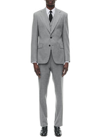 Costume ajusté et boutonné en laine - Gris Moyen