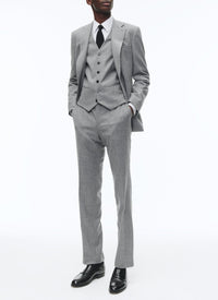 Costume ajusté et boutonné en laine - Gris Moyen