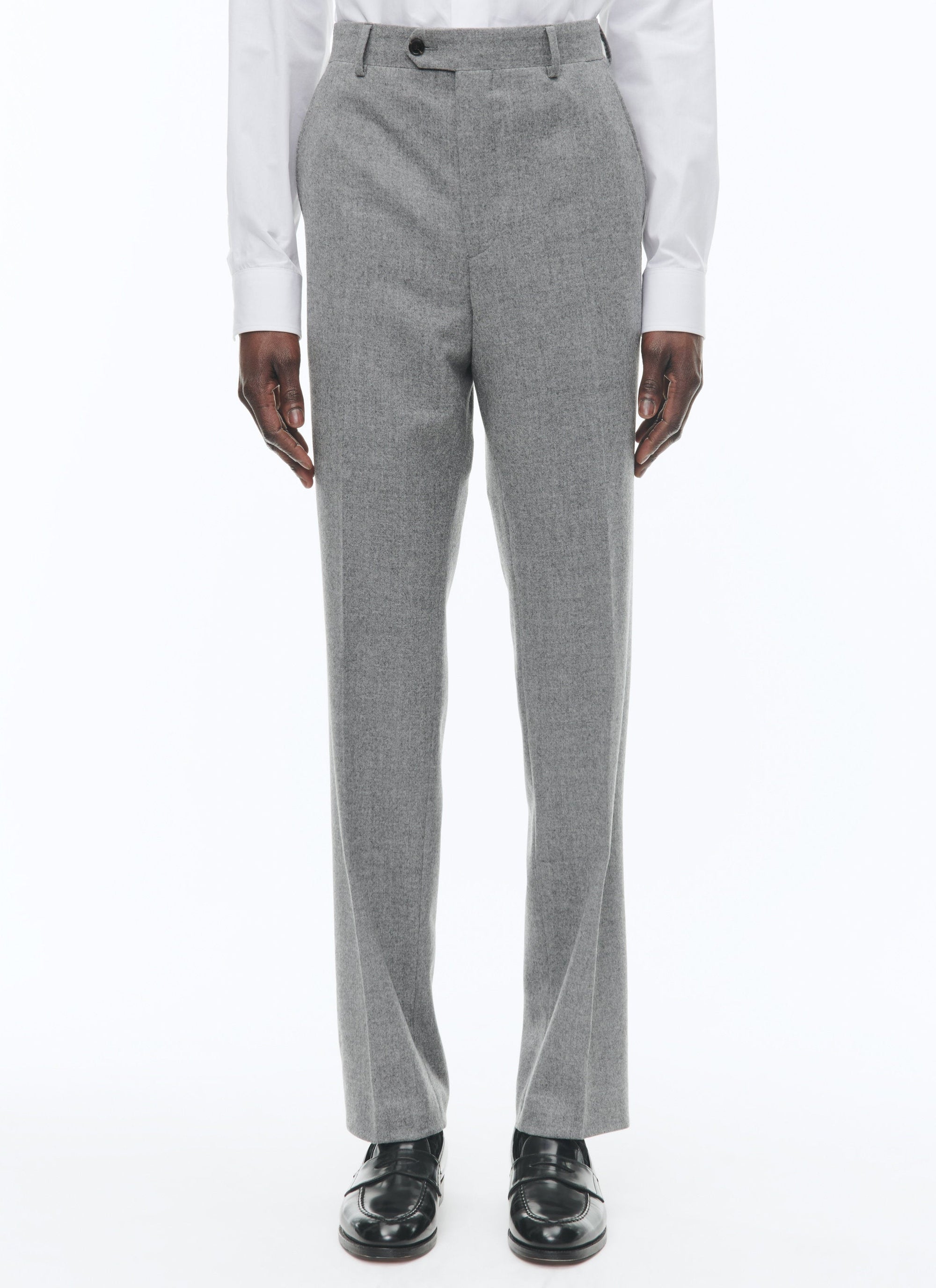 Costume ajusté et boutonné en laine - Gris Moyen