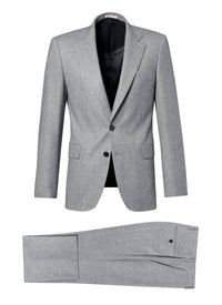Costume ajusté et boutonné en laine - Gris Moyen