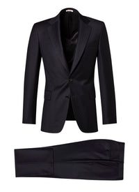 Costume ajusté à plumetis en laine - Marine