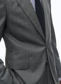 Fitted, buttoned wool suit - Lead