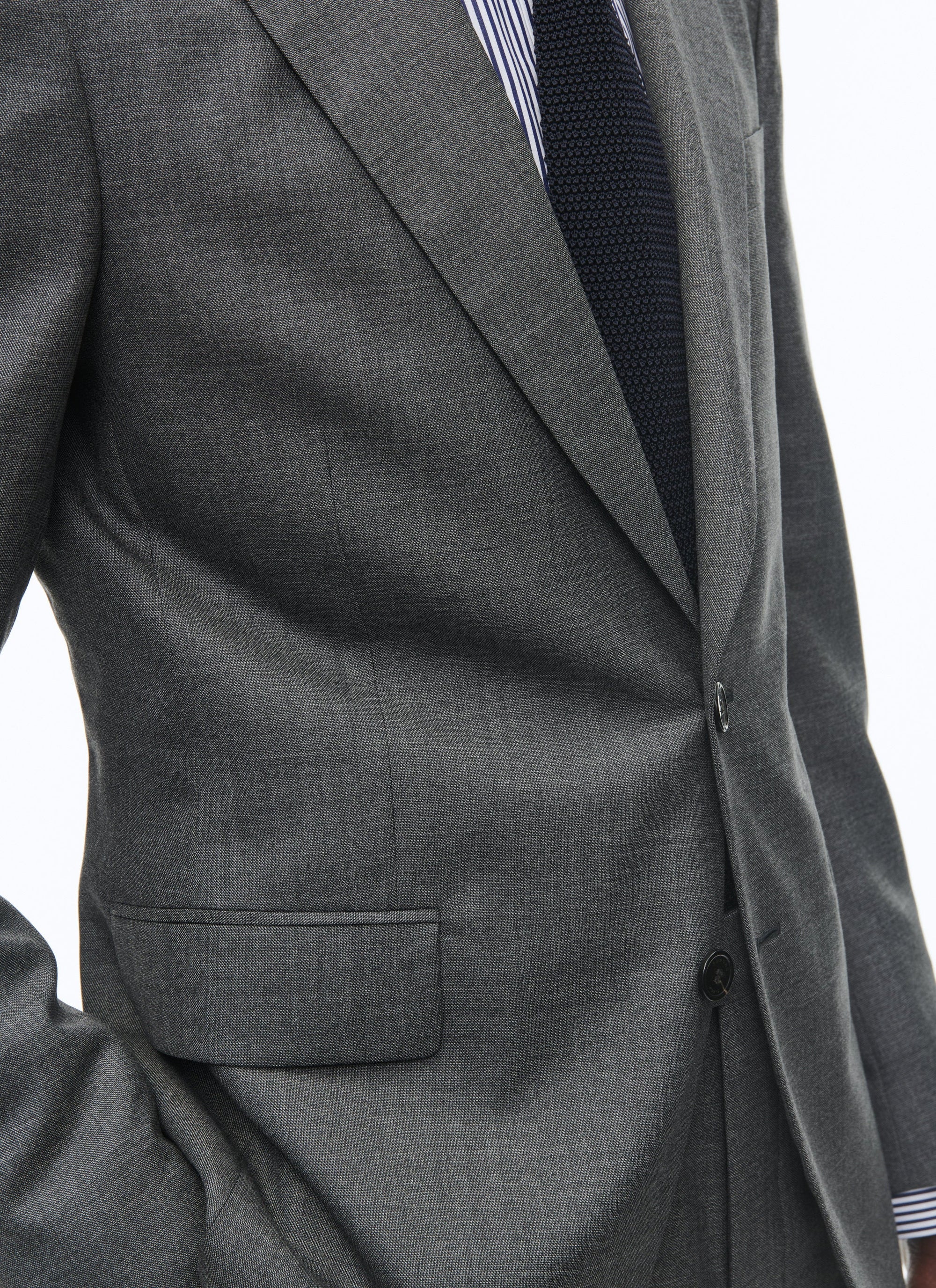 Fitted, buttoned wool suit - Lead