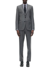 Fitted, buttoned wool suit - Lead