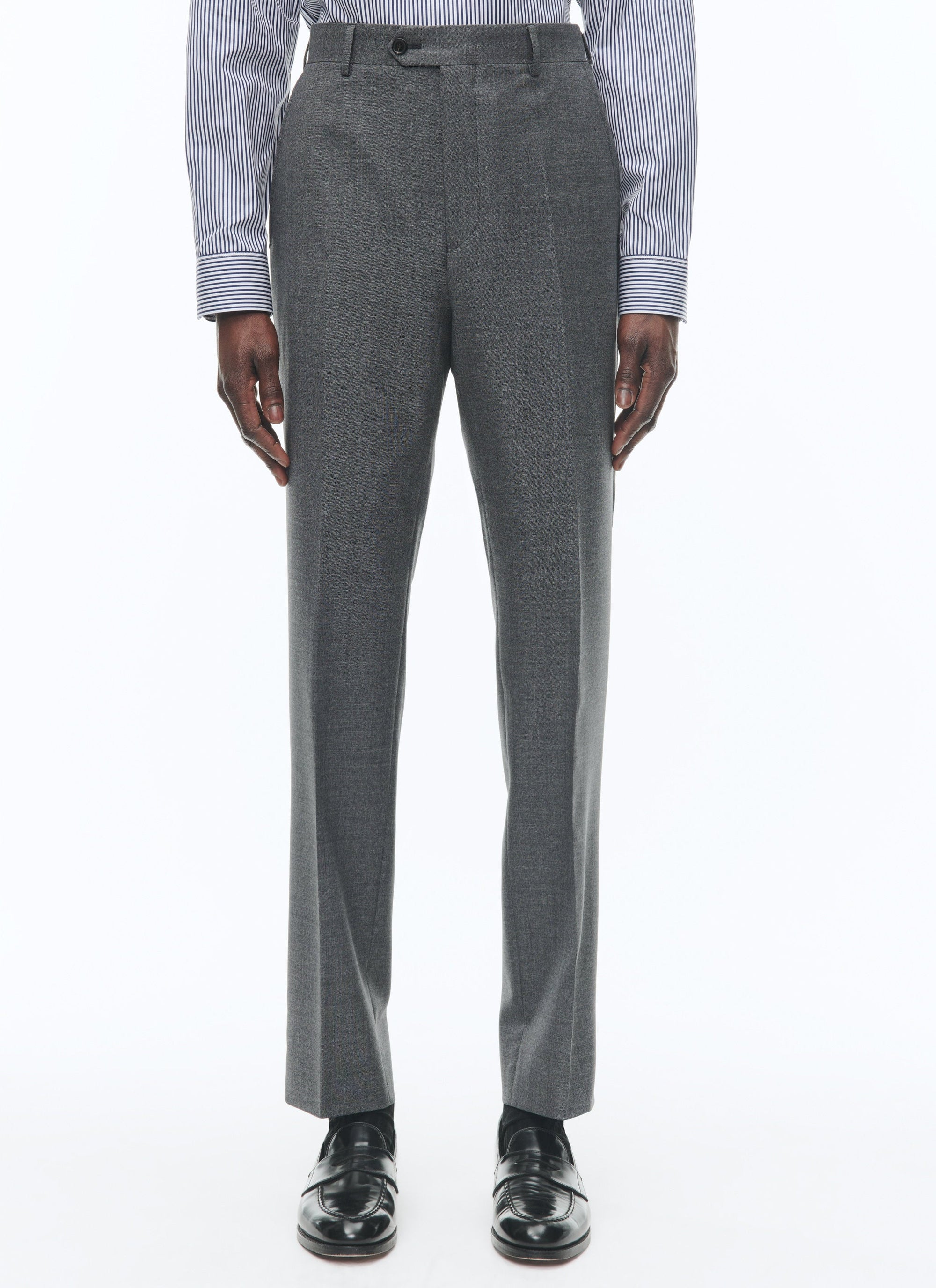 Fitted, buttoned wool suit - Lead