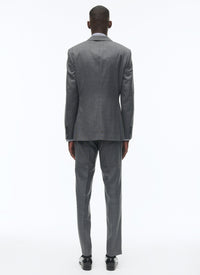 Fitted, buttoned wool suit - Lead