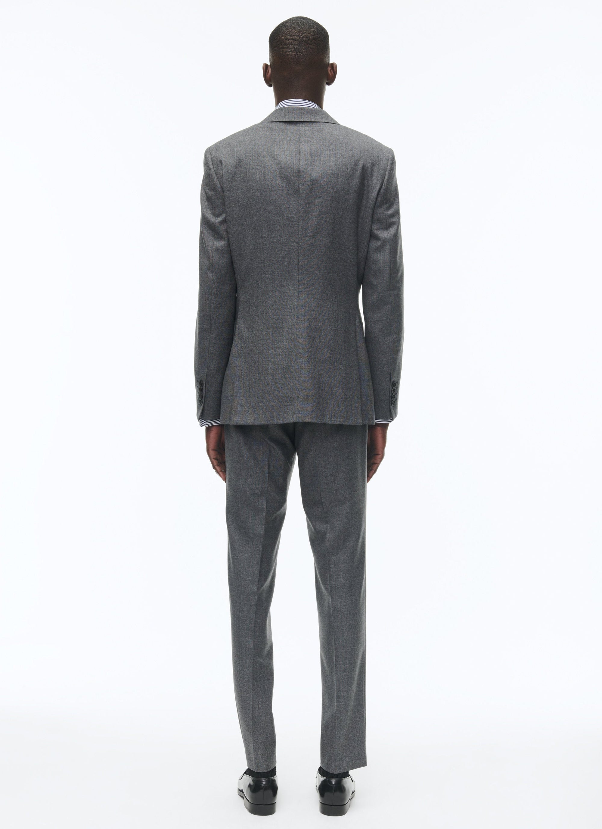 Fitted, buttoned wool suit - Lead