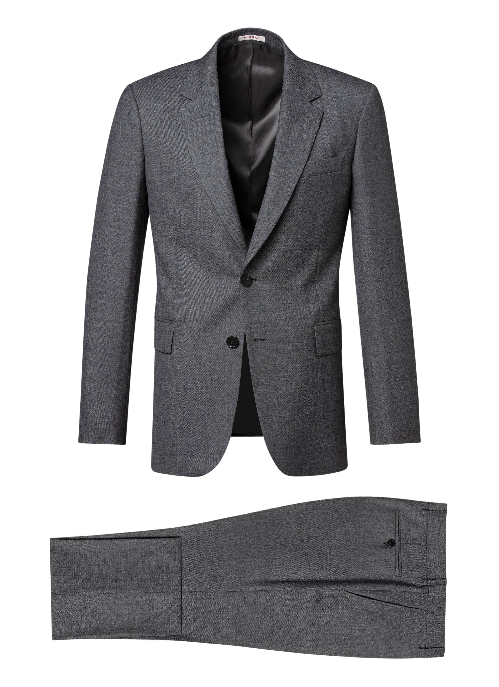 Fitted, buttoned wool suit - Lead