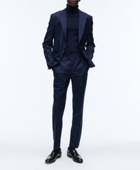 Costume en laine à chevrons - Bleu marine