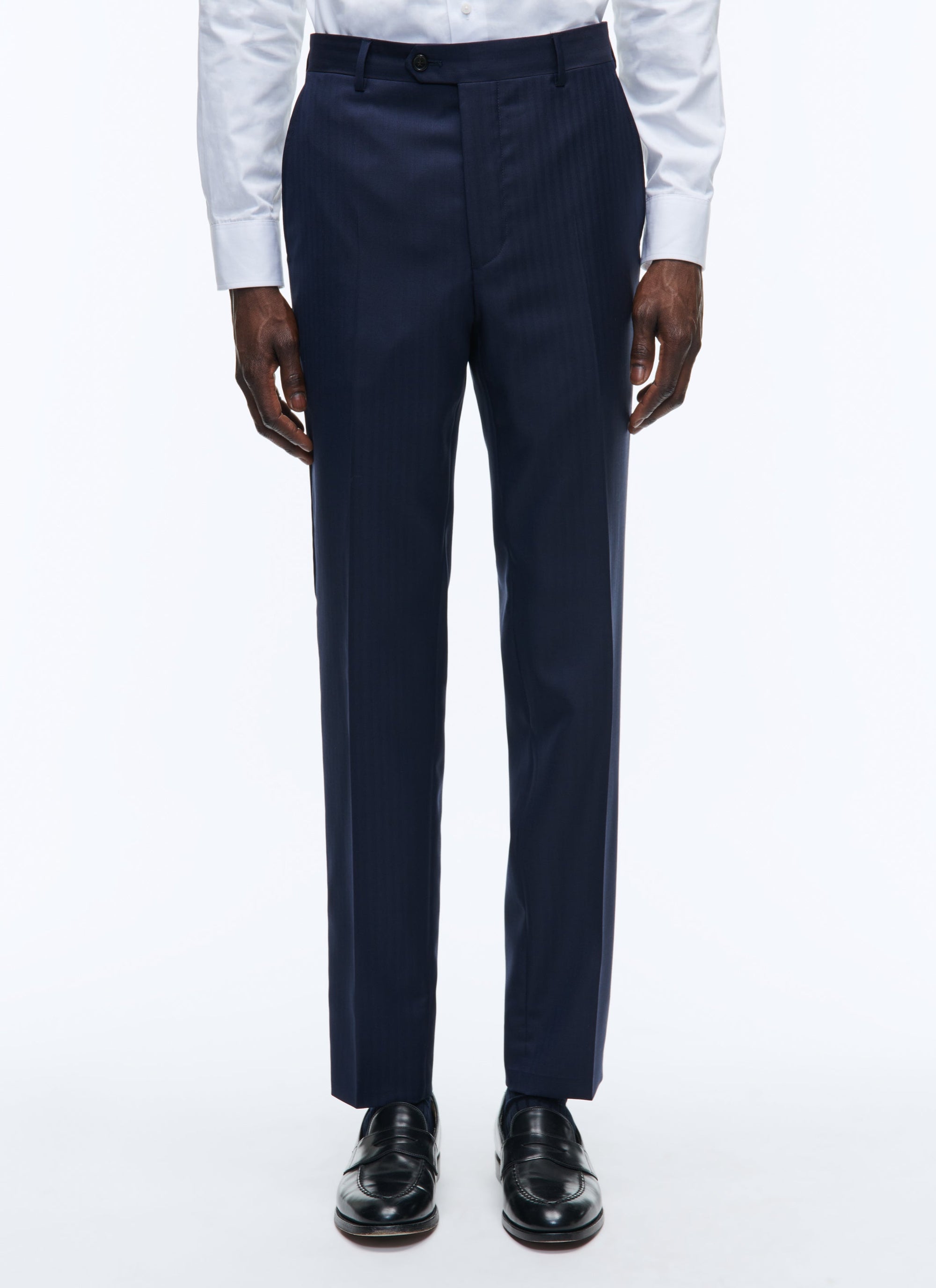 Costume en laine à chevrons - Bleu marine