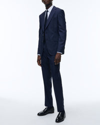 Costume en laine à chevrons - Bleu marine