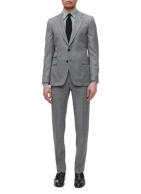 Costume ajusté et boutonné en laine - Cendre