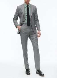 Costume ajusté et boutonné en laine - Cendre