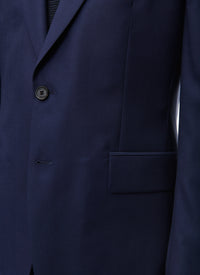 Costume ajusté et boutonné en laine - Marine