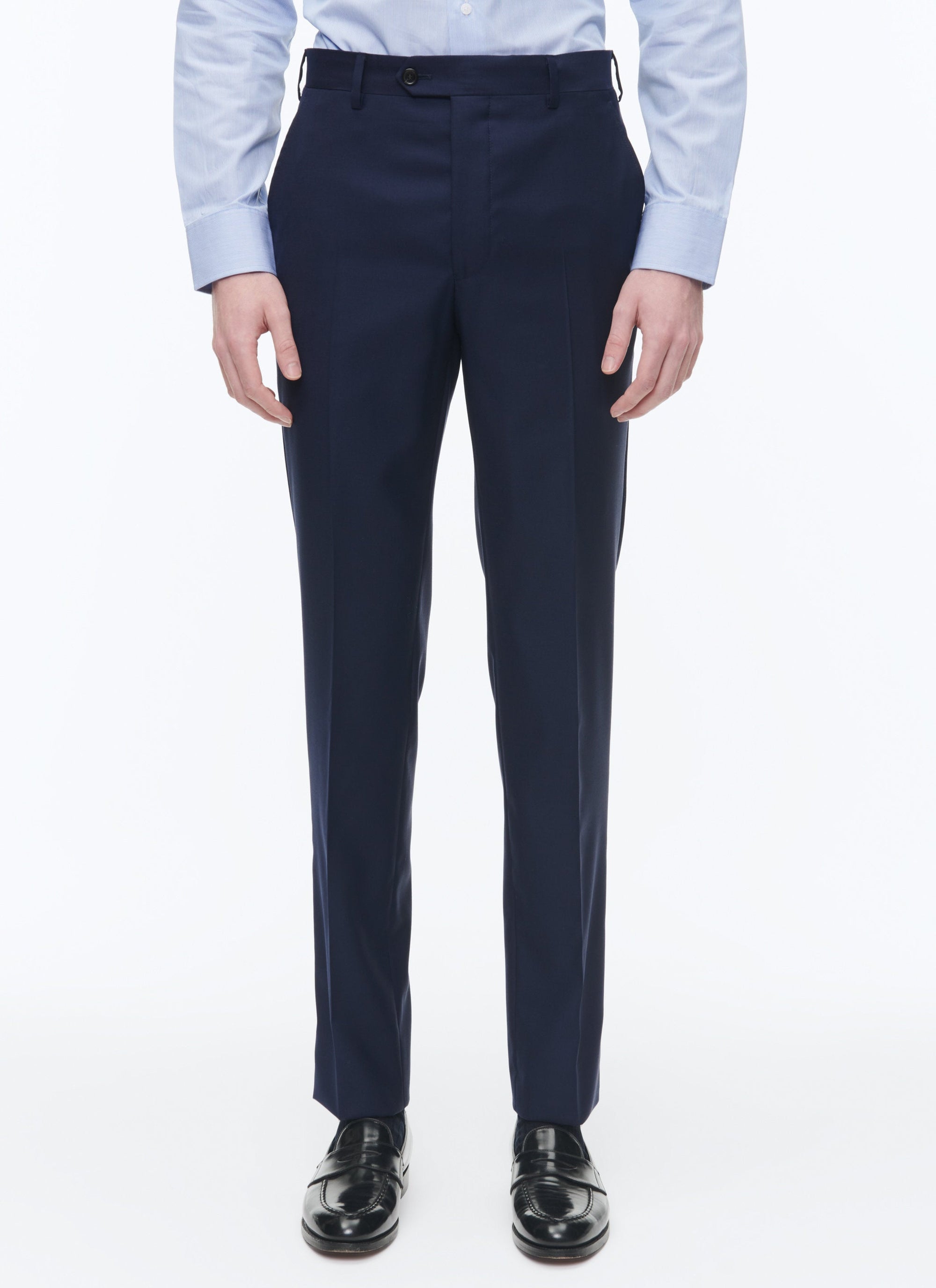 Costume ajusté et boutonné en laine - Marine