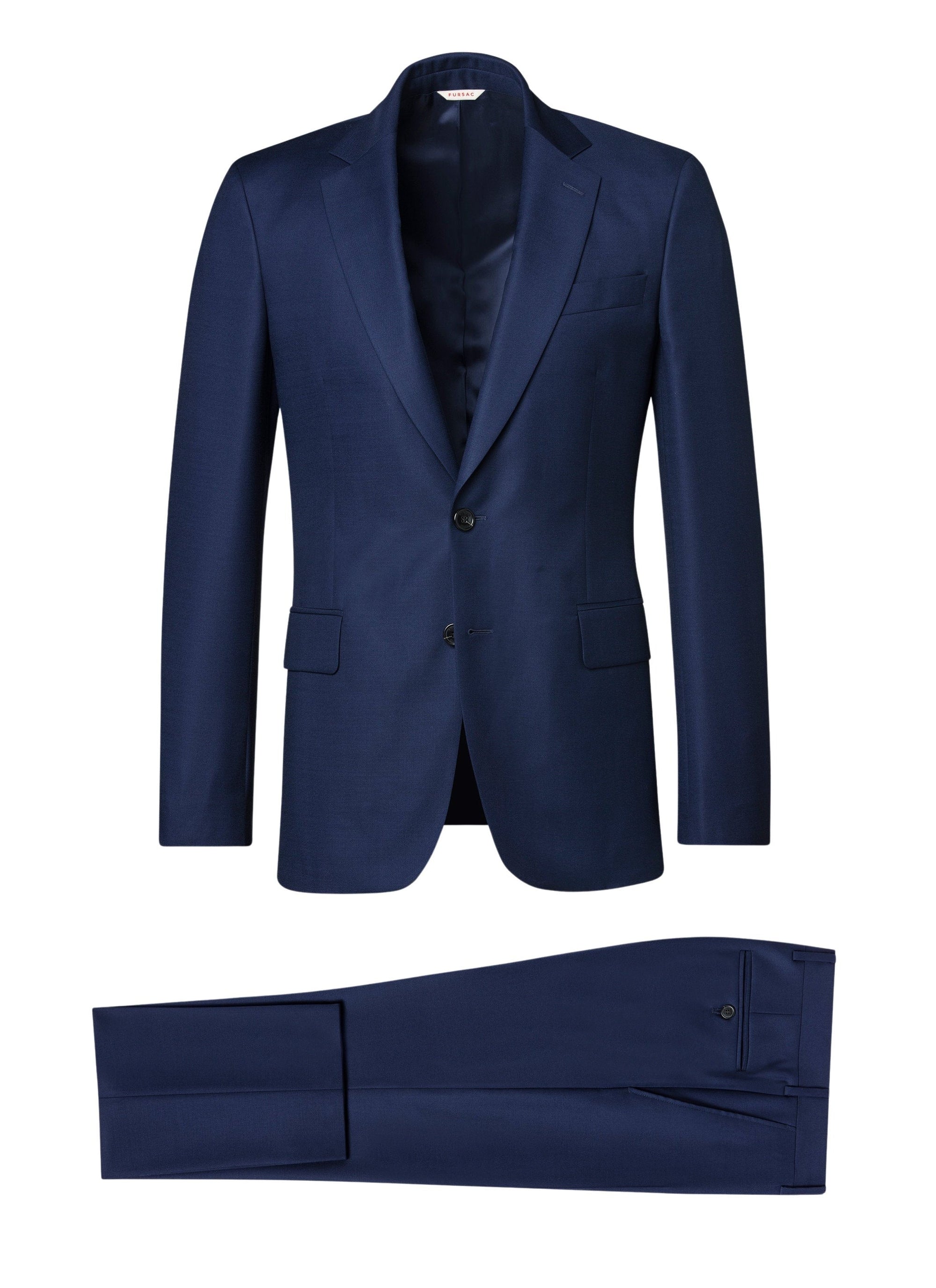 Costume ajusté et boutonné en laine - Marine