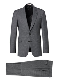 Costume en laine à motif pied de poule - Gris chiné