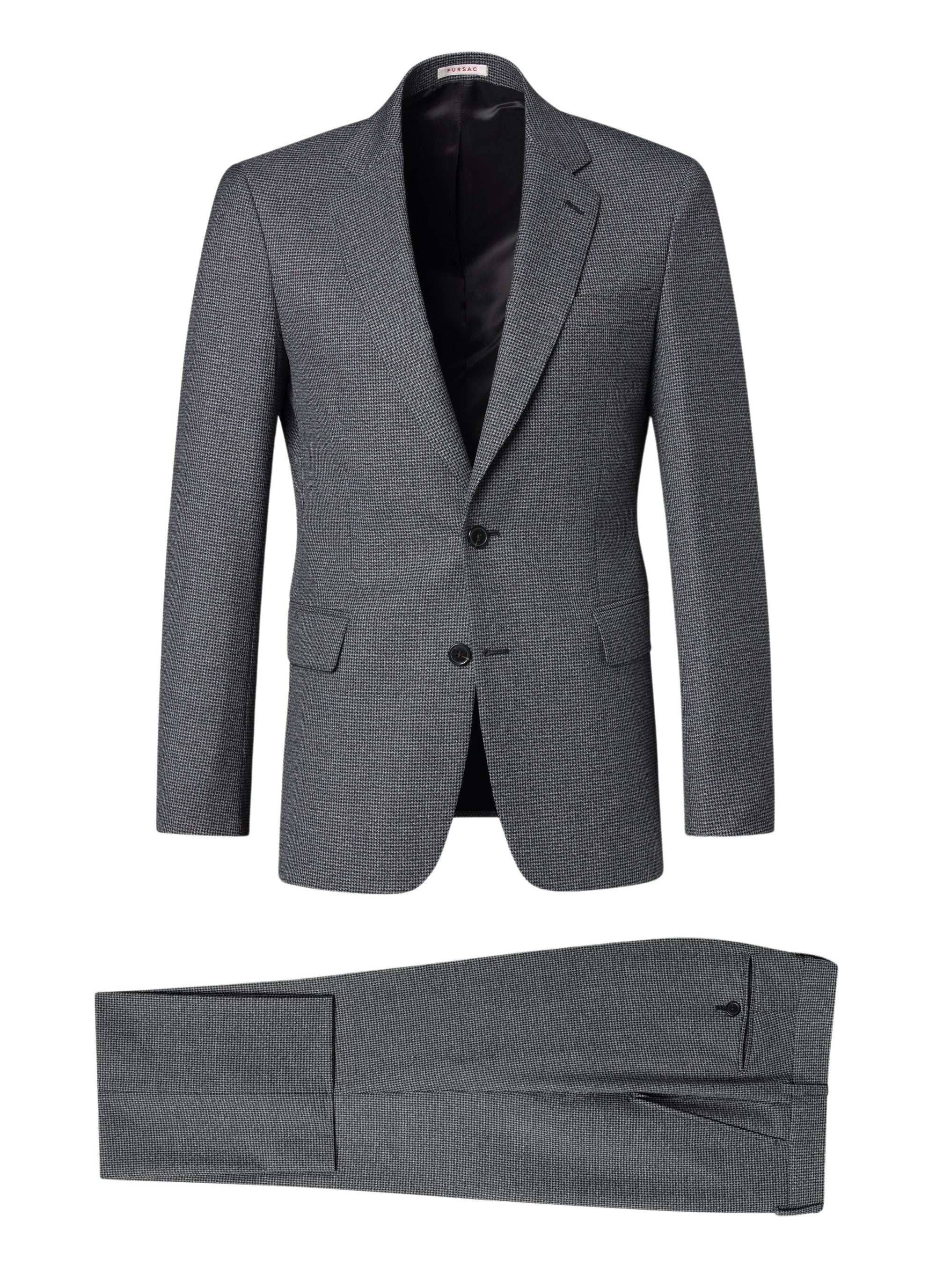 Costume en laine à motif pied de poule - Gris chiné