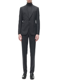 Costume ajusté à rayures fines en laine - Anthracite