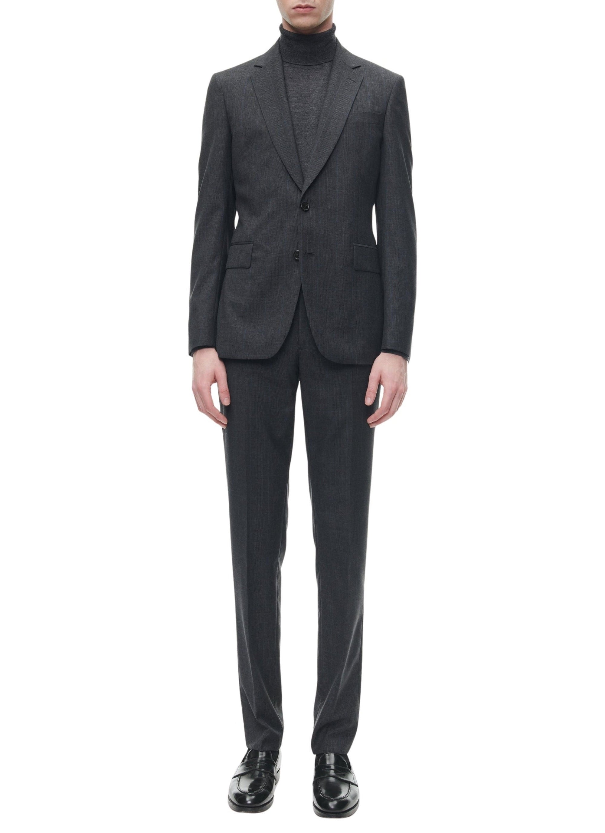 Costume ajusté à rayures fines en laine - Anthracite