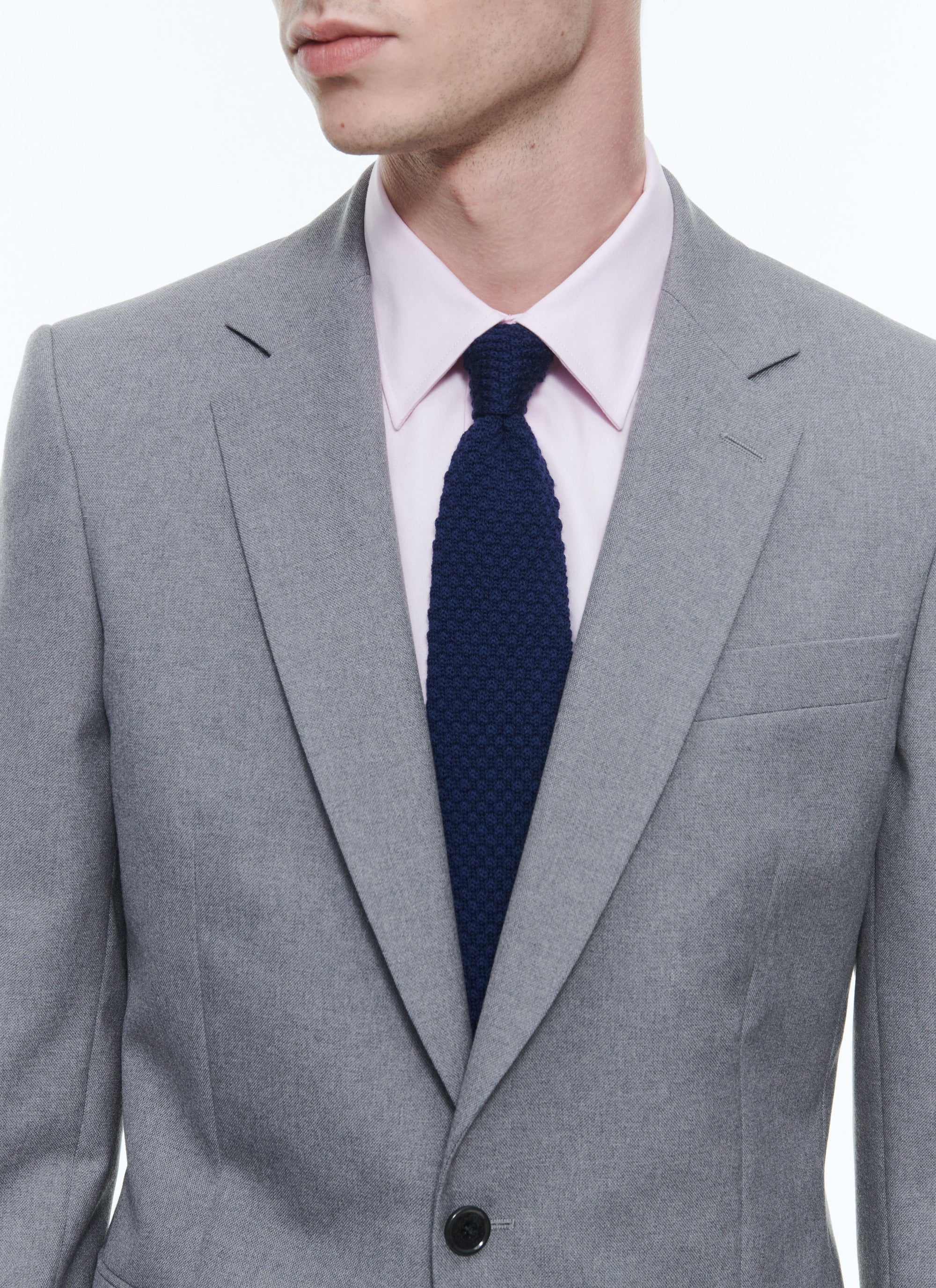 Fitted button-down wool suit - Plume