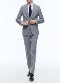 Fitted button-down wool suit - Plume