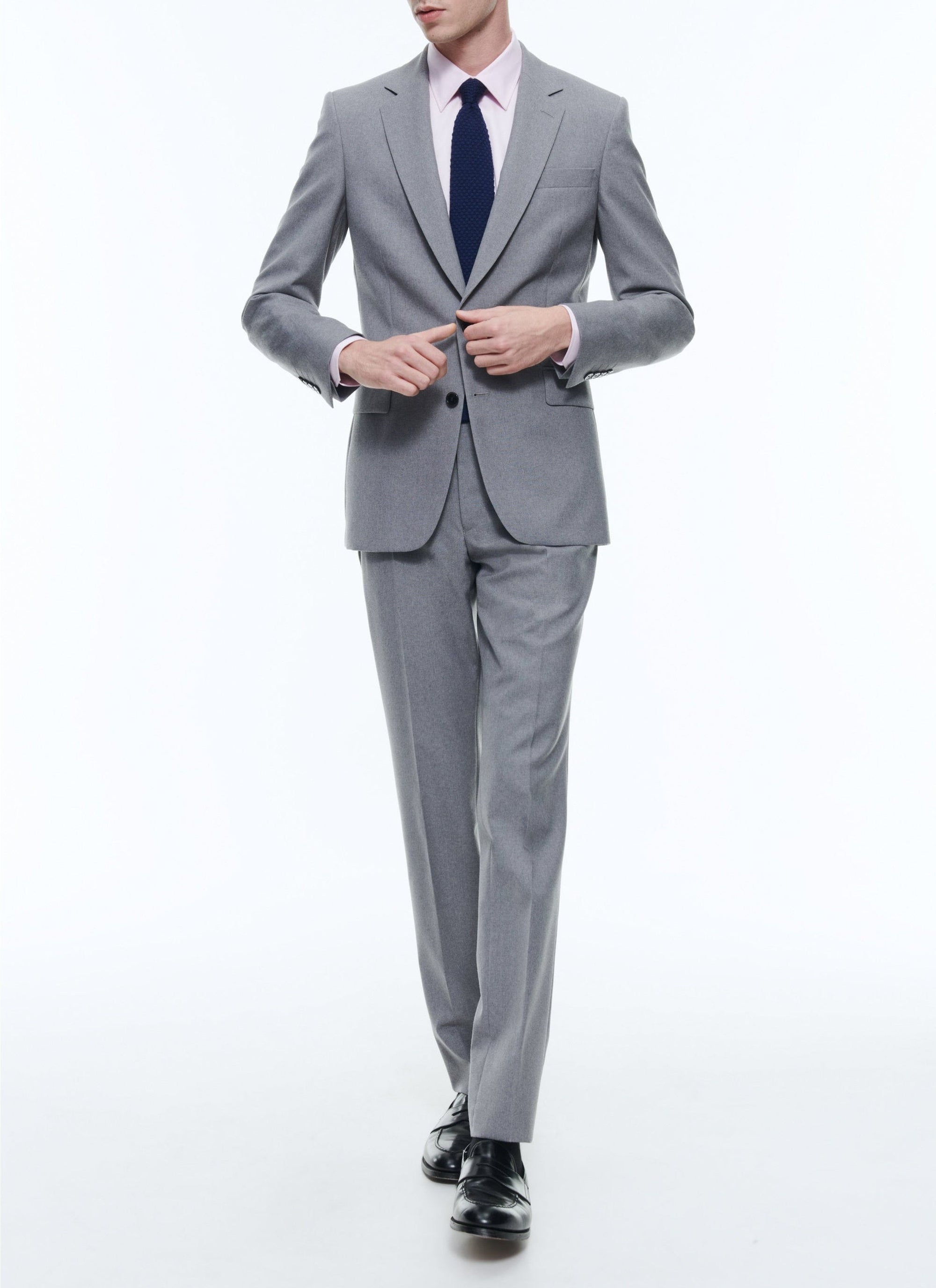 Fitted button-down wool suit - Plume