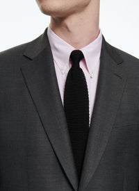 Costume ajusté et boutonné en laine - Gris Moyen