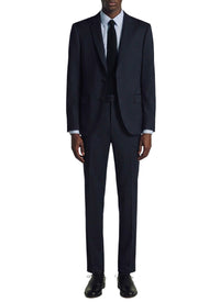 Costume ajusté et boutonné en laine - Marine