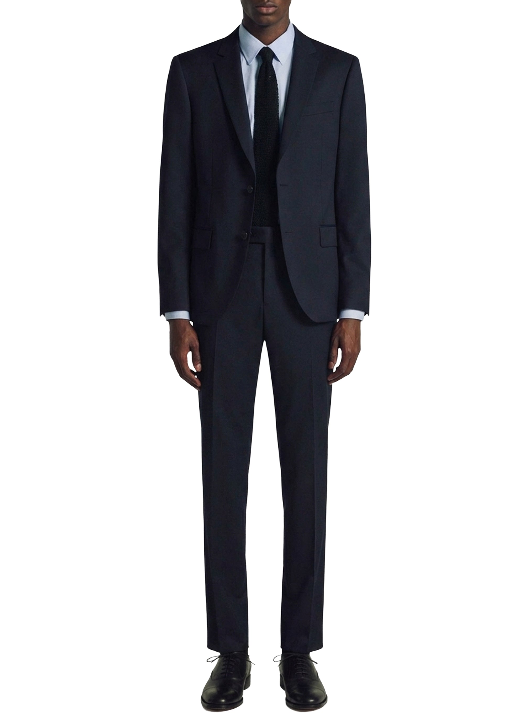 Costume ajusté et boutonné en laine - Marine