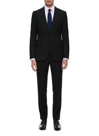 Slim-fit button-down wool suit - Black