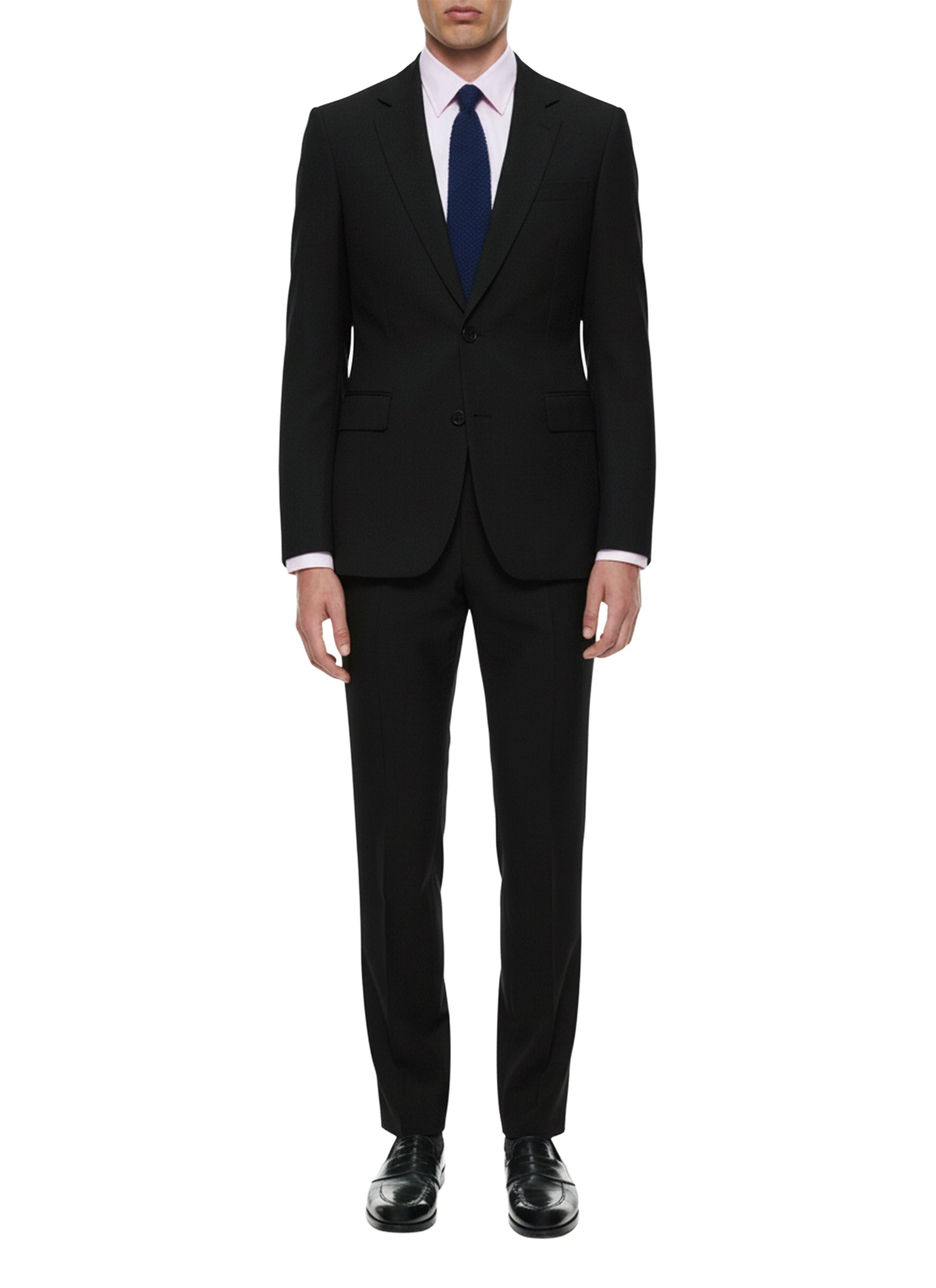 Slim-fit button-down wool suit - Black