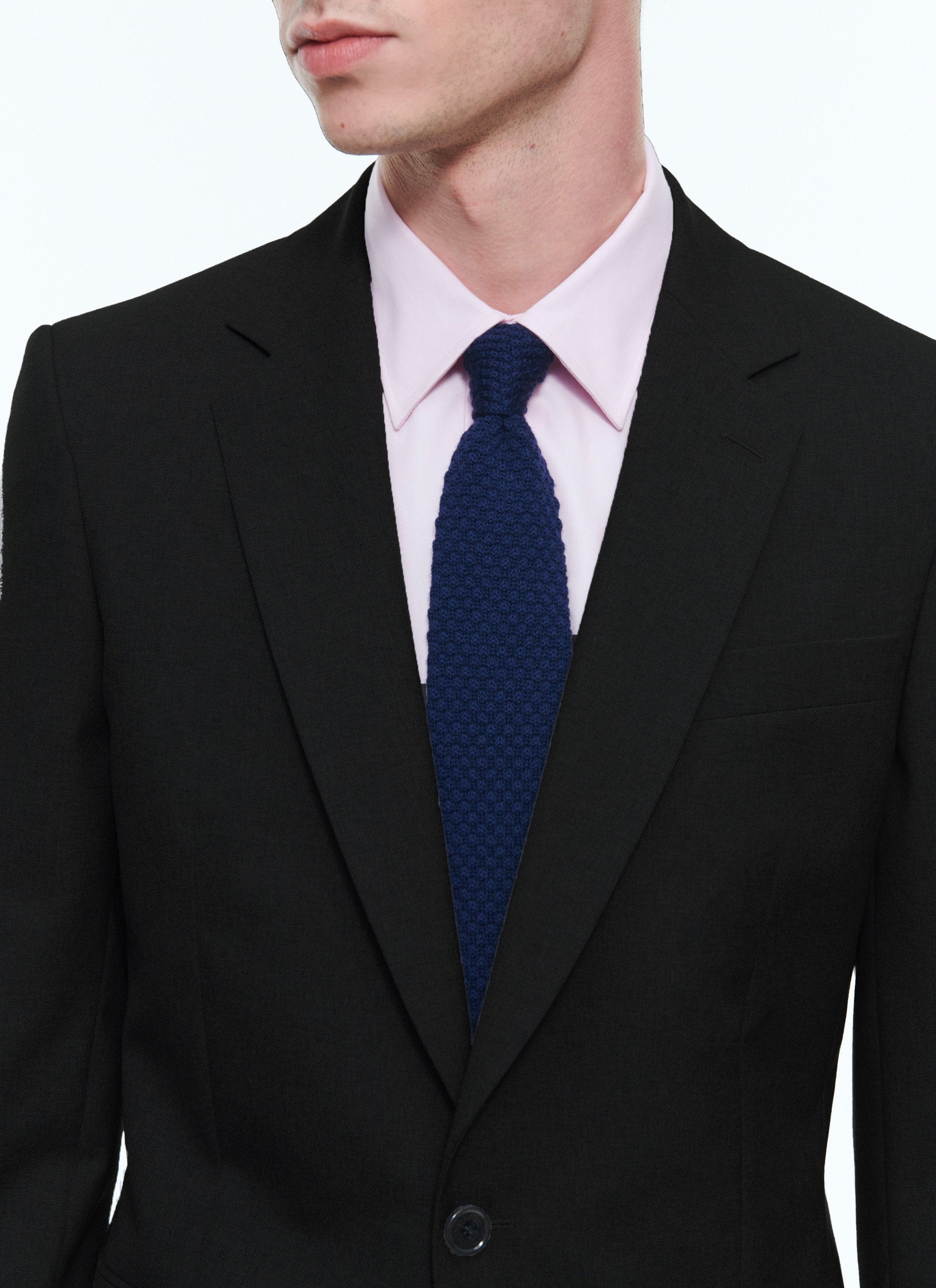 Slim-fit button-down wool suit - Black