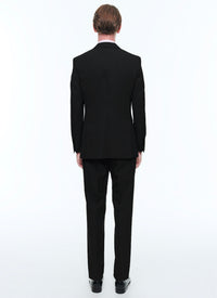 Slim-fit button-down wool suit - Black