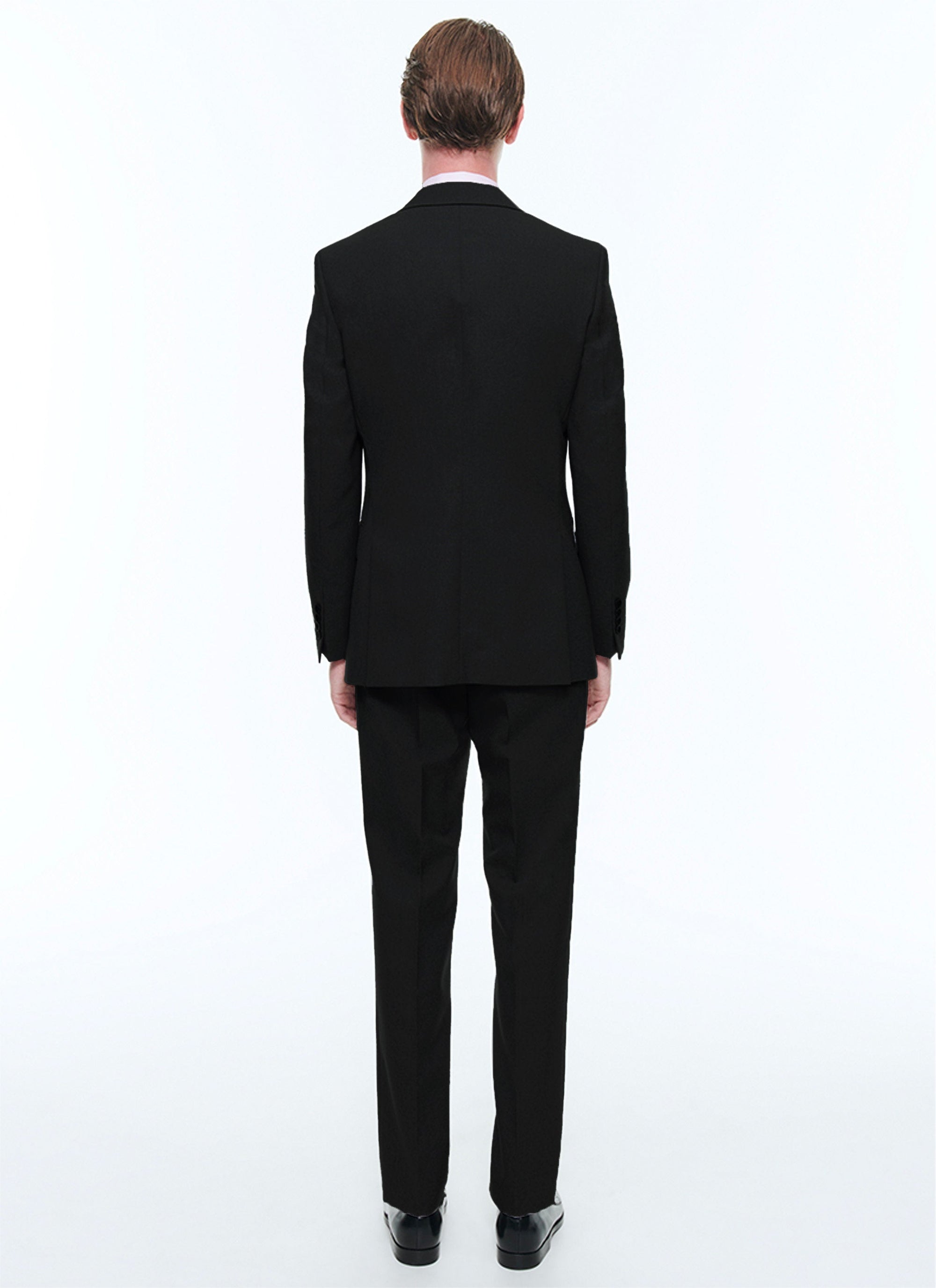 Slim-fit button-down wool suit - Black