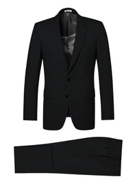 Slim-fit button-down wool suit - Black